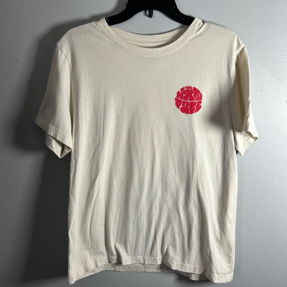 The North Face Womens Graphic T-Shirt Cream Retro Psychedelic Hiker Large